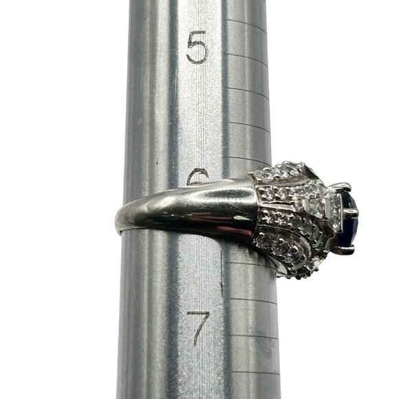 Vintage Victoria Weick 925 Sterling Silver Sapphire and CZ Ring - Size 6 - Picture 6 of 6